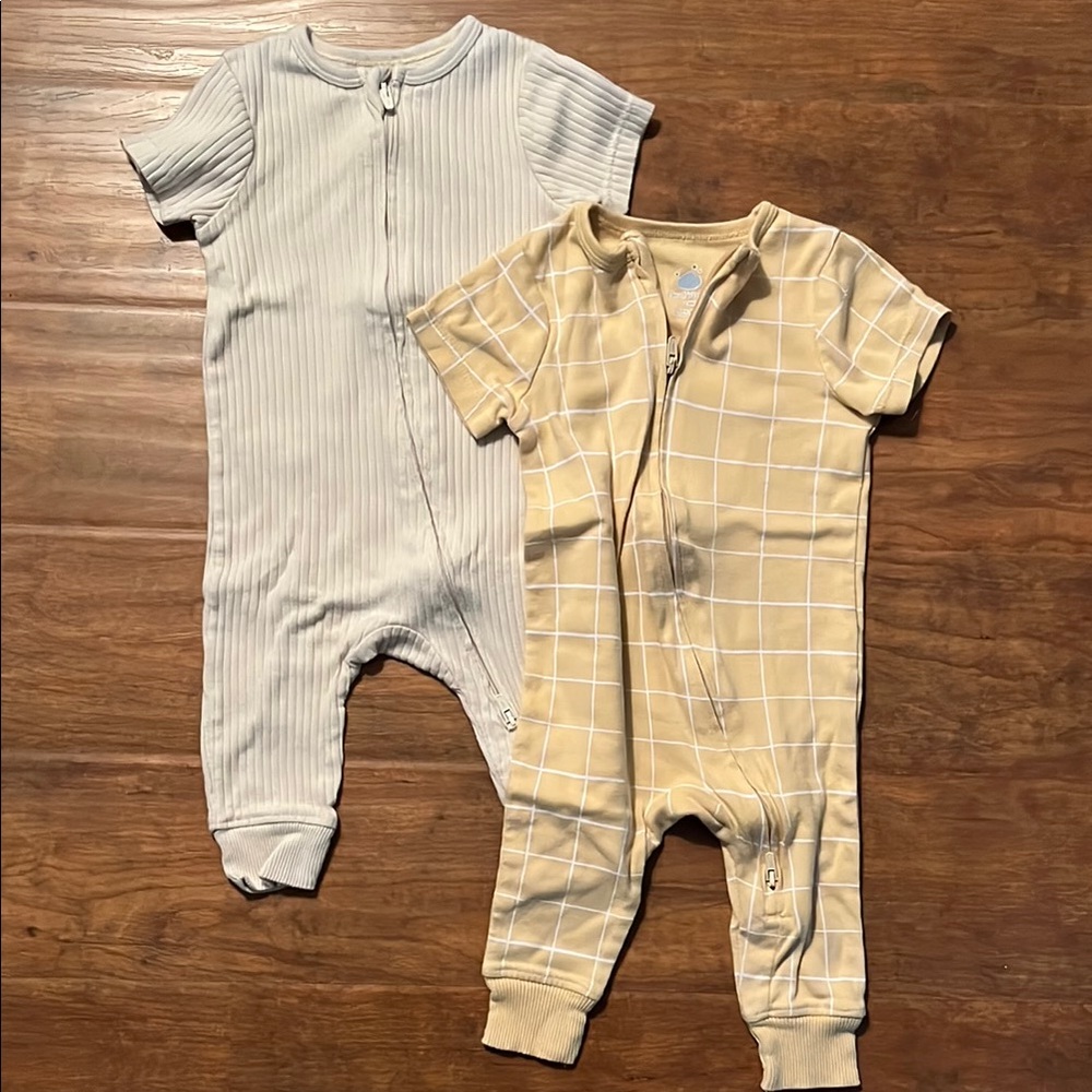 Cloud Island Yellow and Cream Zipper Short Sleeve One Pieces